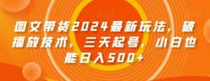 图文带货2024最新玩法，破播放技术，三天起号，小白也能日入500+【揭秘】-遨游资源库