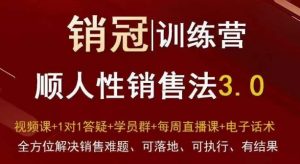 爆款！销冠训练营3.0之顺人性销售法，全方位解决销售难题、可落地、可执行、有结果-遨游资源库
