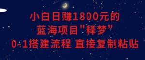 小白能日赚1800元的蓝海项目”释梦”0-1搭建流程可直接复制粘贴长期做【揭秘】-遨游资源库