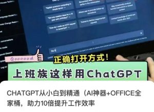 CHATGPT从小白到精通，AI神器+OFFICE全家桶，助力10倍提升工作效率-遨游资源库