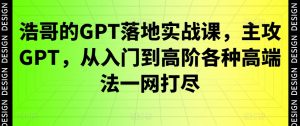 浩哥的GPT落地实战课,主攻GPT,从入门到高阶各种高端法一网打尽-遨游资源库