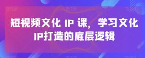 短视频文化IP课，学习文化IP打造的底层逻辑-遨游资源库