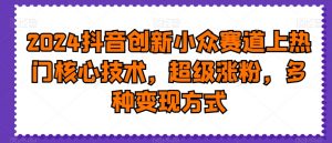 2024抖音创新小众赛道上热门核心技术，超级涨粉，多种变现方式【揭秘】-遨游资源库