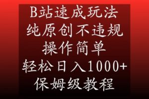 B站速成玩法，纯原创不违规，操作简单，轻松日入1000+，保姆级教程【揭秘】-遨游资源库