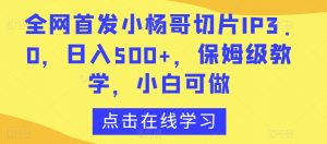 全网首发小杨哥切片IP3.0，日入500+，保姆级教学，小白可做【揭秘】-遨游资源库