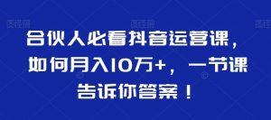 合伙人必看抖音运营课，如何月入10万+，一节课告诉你答案！-遨游资源库