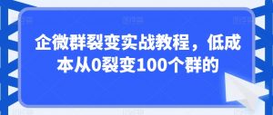 企微群裂变实战教程,低成本从0裂变100个群的-遨游资源库