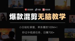 爆款混剪无脑教学，小白轻松掌握，单条播放100W+！秒过中视频任务，日赚700+【揭秘】-遨游资源库
