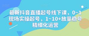 最新抖音直播起号线下课，0~1现场实操起号，1~10+放量稳号精细化运营-遨游资源库