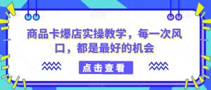 商品卡爆店实操教学,每一次风口,都是最好的机会-遨游资源库