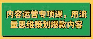 内容运营专项课，用流量思维策划爆款内容-遨游资源库