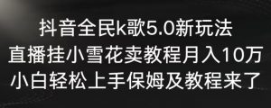 抖音全民k歌5.0新玩法，直播挂小雪花卖教程月入10万，小白轻松上手，保姆及教程来了【揭秘】-遨游资源库