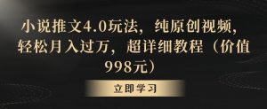 小说推文4.0玩法，纯原创视频，轻松月入过万，超详细教程（价值998元）【揭秘】-遨游资源库