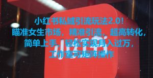 小红书私域引流玩法2.0！瞄准女生市场，精准引流，超高转化，简单上手【揭秘】-遨游资源库