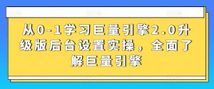 从0-1学习巨量引擎2.0升级版后台设置实操，全面了解巨量引擎-遨游资源库