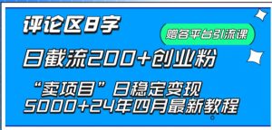 抖音评论区8字日截流200+创业粉 “卖项目”日稳定变现5000+【揭秘】-遨游资源库