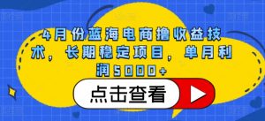 4月份蓝海电商撸收益技术，长期稳定项目，单月利润5000+【揭秘】-遨游资源库