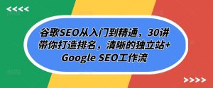 谷歌SEO从入门到精通，30讲带你打造排名，清晰的独立站+Google SEO工作流-遨游资源库