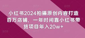 小红书2024拍摄原创内容打造百万店铺,一年时间靠小红书带货项目年入20w+-遨游资源库