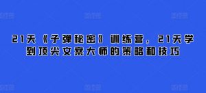 21天《子弹秘密》训练营，21天学到顶尖文案大师的策略和技巧-遨游资源库