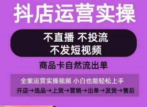抖店运营实操课,从0-1起店视频全实操,不直播、不投流、不发短视频,商品卡自然流出单-遨游资源库