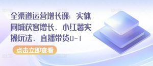 全渠道运营增长课：实体同城获客增长、小红薯实操玩法、直播带货0-1-遨游资源库