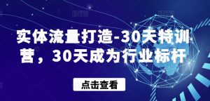 实体流量打造-30天特训营,30天成为行业标杆-遨游资源库