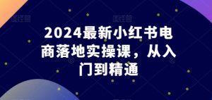2024最新小红书电商落地实操课,从入门到精通-遨游资源库