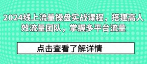 2024线上流量操盘实战课程，搭建高人效流量团队，掌握多平台流量-遨游资源库