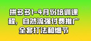 拼多多1-4月份培训课程，自然流强付费推广全套打法和细节-遨游资源库