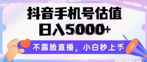 抖音手机号估值，日入5000+，不露脸直播，小白秒上手【揭秘】-遨游资源库