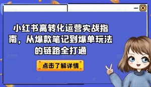 小红书高转化运营实战指南，从爆款笔记到爆单玩法的链路全打通-遨游资源库