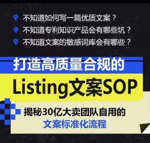 打造高质量合规的Listing文案SOP,掌握亚马逊文案工作的标准化-遨游资源库
