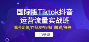 国际版Tiktok抖音运营流量实战班：账号定位/作品发布/热门推送/等等-13节-遨游资源库