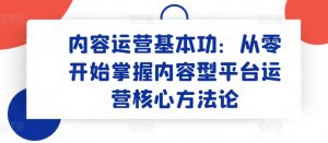 内容运营基本功:从零开始掌握内容型平台运营核心方法论-遨游资源库
