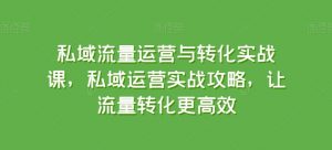 私域流量运营与转化实战课，私域运营实战攻略，让流量转化更高效-遨游资源库