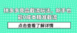 拼多多竞品截流玩法,新手也能0成本精准截流-遨游资源库