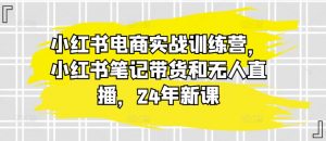 小红书电商实战训练营，小红书笔记带货和无人直播，24年新课-遨游资源库