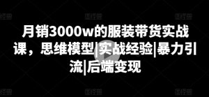 月销3000w的服装带货实战课，思维模型|实战经验|暴力引流|后端变现-遨游资源库