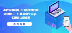 手把手教你从小白变成赚钱的创业博主,打造超级个人ip,实现自由职业梦-遨游资源库