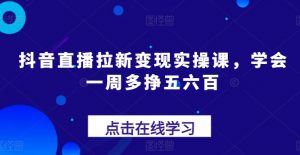抖音直播拉新变现实操课,学会一周多挣五六百-遨游资源库