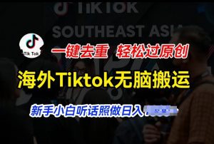 海外Tiktok短视频无脑搬运，一键去重轻松过原创，新手小白听话照做日入几张【揭秘】-遨游资源库