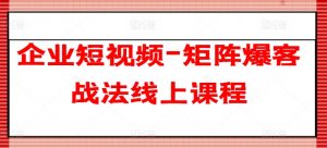 企业短视频-矩阵爆客战法线上课程-遨游资源库