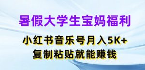 暑假大学生宝妈福利，小红书音乐号月入5000+，复制粘贴就能赚钱【揭秘】-遨游资源库