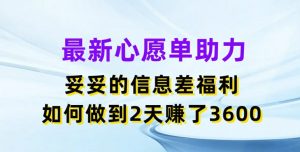 最新心愿单助力,妥妥的信息差福利,两天赚了3.6K【揭秘】-遨游资源库
