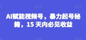 AI赋能视频号，暴力起号秘籍，15 天内必见收益【揭秘】-遨游资源库
