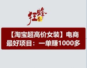 淘宝超高价女装项目，电商最好赛道，一单赚1000多-遨游资源库