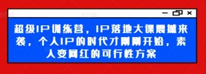 超级IP训练营，IP落地大课震撼来袭，个人IP的时代才刚刚开始，素人变网红的可行性方案-遨游资源库