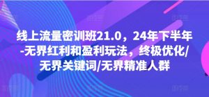 线上流量密训班21.0，24年下半年-无界红利和盈利玩法，终极优化/无界关键词/无界精准人群-遨游资源库