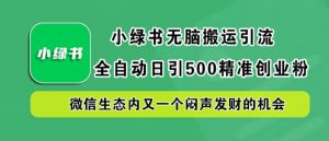 小绿书无脑搬运引流，全自动日引500精准创业粉，微信生态内又一个闷声发财的机会【揭秘】-遨游资源库